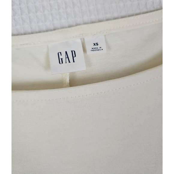 GAP~Woman Sz XS~Black/White Color Block Long Bell Sleeve Dress Boat Neck Unlined - Picture 7 of 13